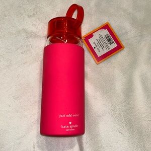 NWT kate spade water bottle “just add water” glass bottle with PINK sleeve